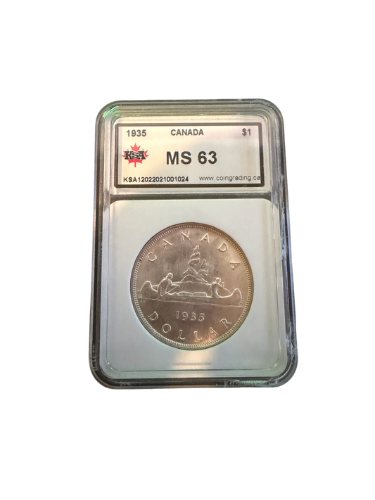 1935 Canadian Silver Dollar MS63 GRADED