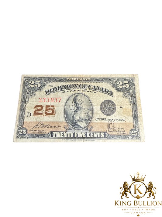 1923 Dominion Of Canada 25c Note - #110