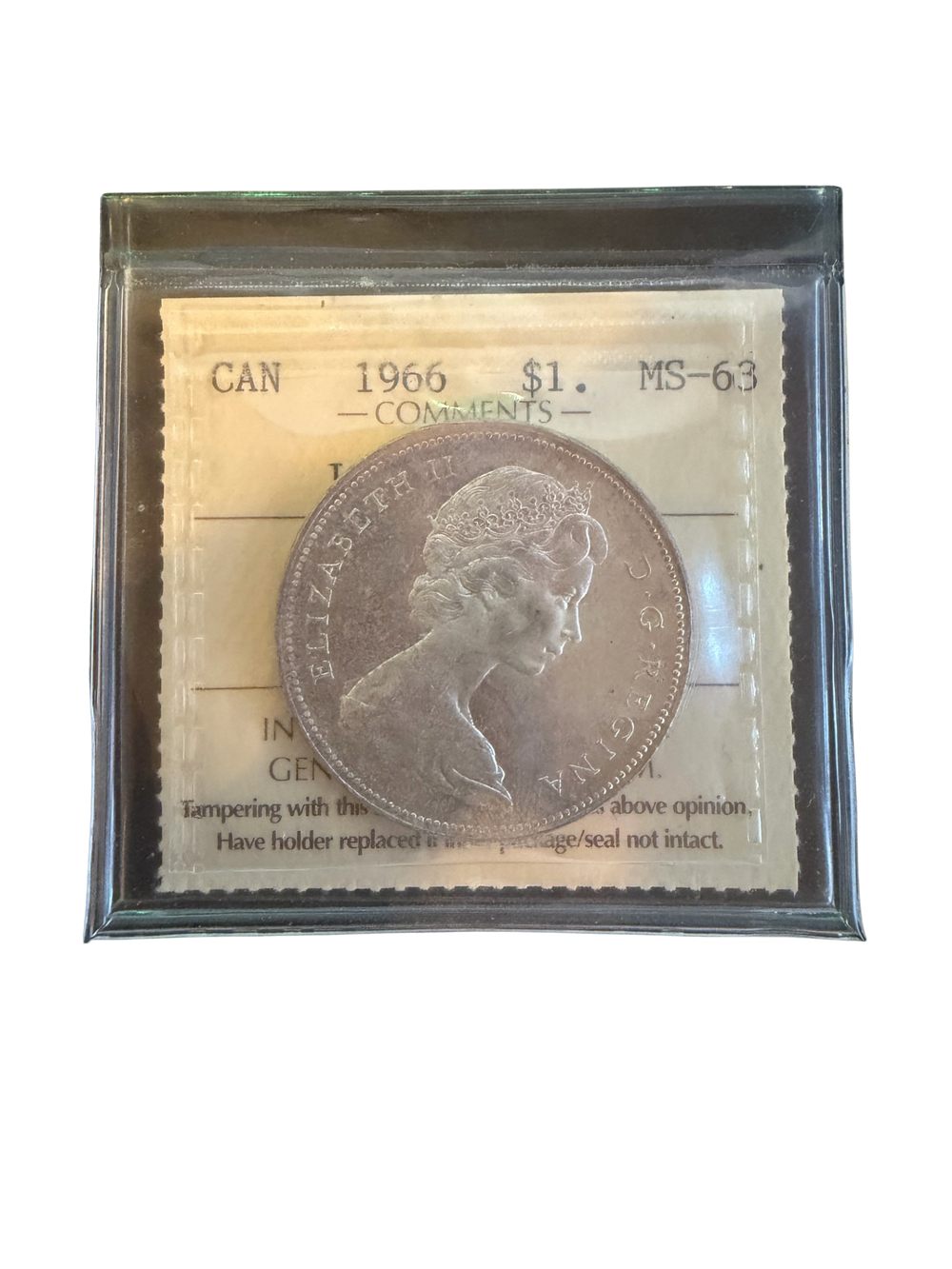 1966 Canada SIlver Dollar ICCS Certified MS-63